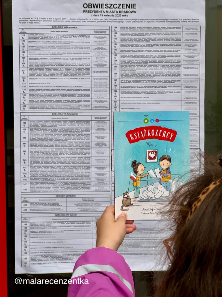 Książka dla dzieci o wyborach, lokal wyborczy, literatura dziecięca, Książkożercy. Wybory
